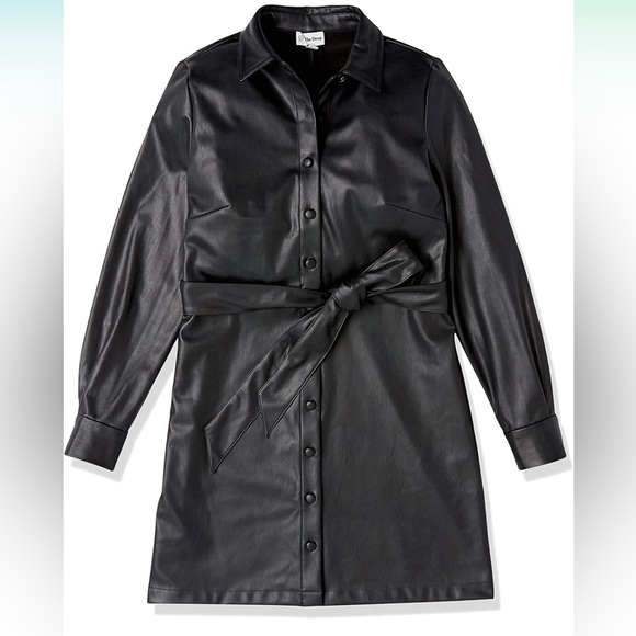 - Women's  BLACK Vegan Leather Shirtdress *NEW* - Picture 6 of 8